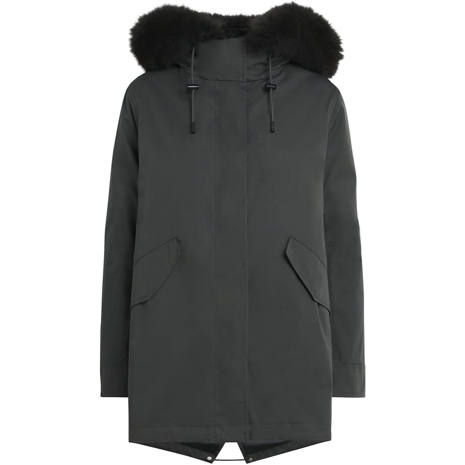 Beige Fox-Rabbit Blended-Cotton Parka (85cm)