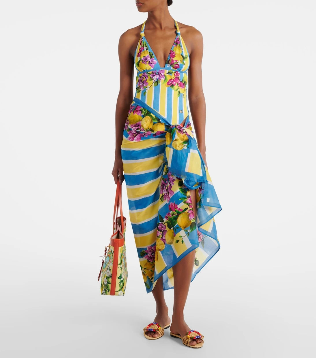 Dolce&Gabbana - Printed halterneck swimsuit