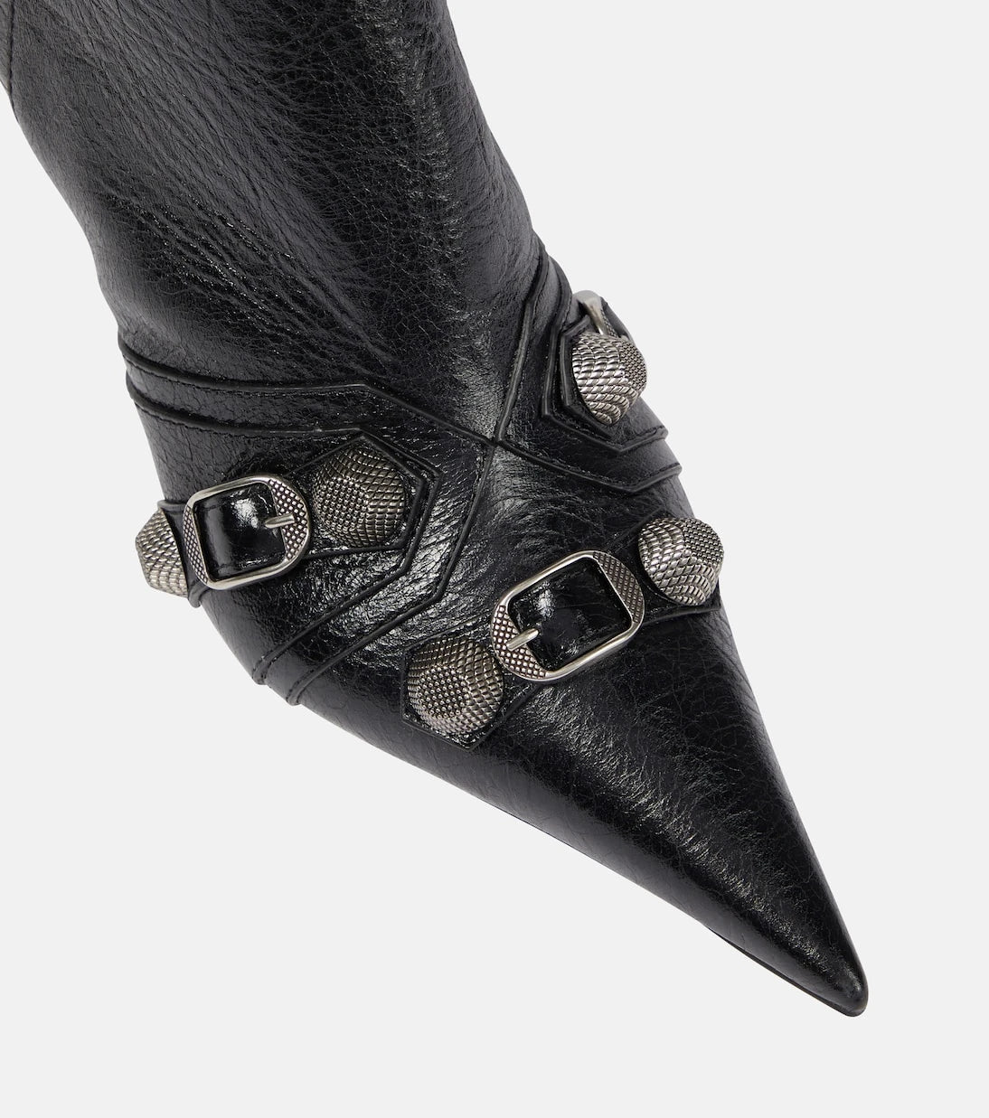 Balenciaga - حذاء Cagole الجلدي ذو الرقبة العالية للركبة