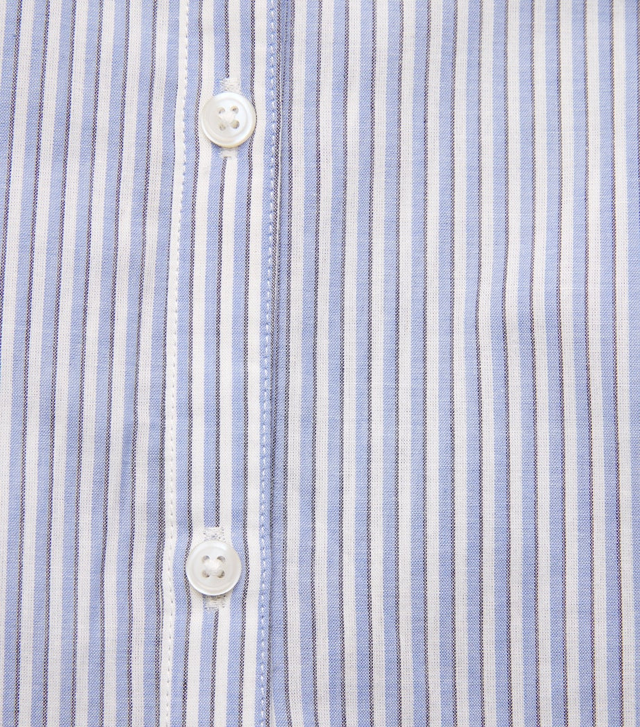 Blue Cotton Voile Stripe Blouse