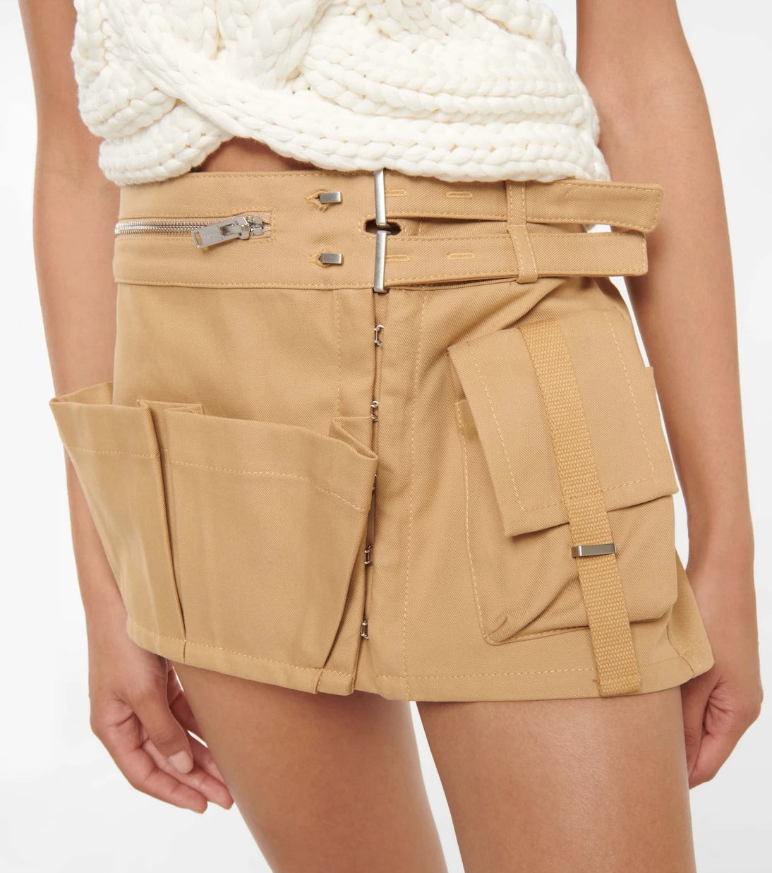 Dion Lee - تنورة قطنية قصيرة بحزام وبتصميم كارجو