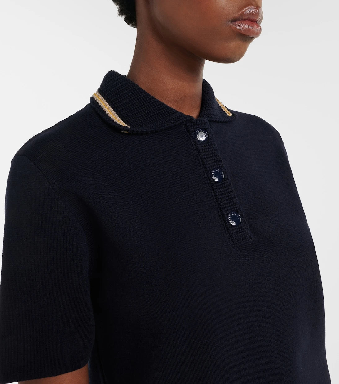 Moncler - Knitted cotton polo shirt