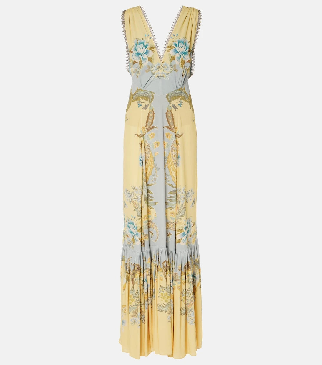 Etro - Floral crêpe de chine maxi dress