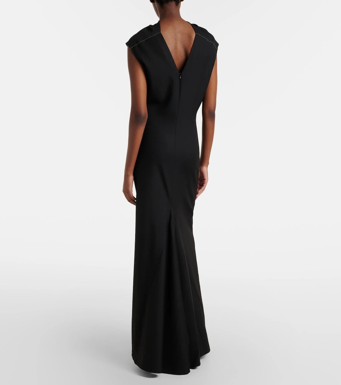 Brunello Cucinelli - Monili draped wool-blend gown