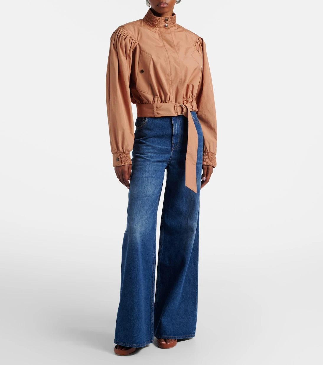 Chloé - Gathered belted cotton poplin jacket