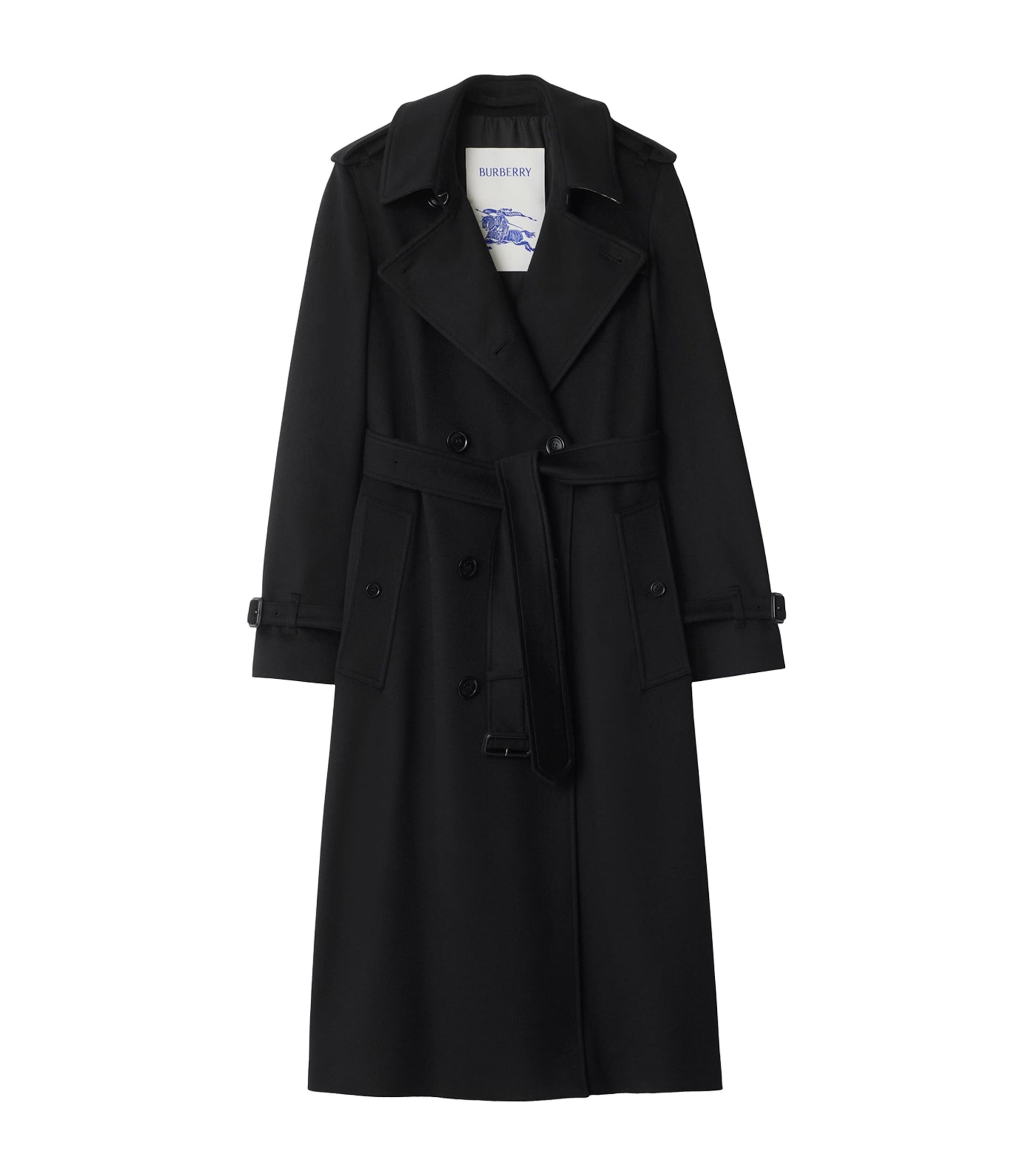 Burberry Black Cashmere Long Kensington Heritage Trench Coat