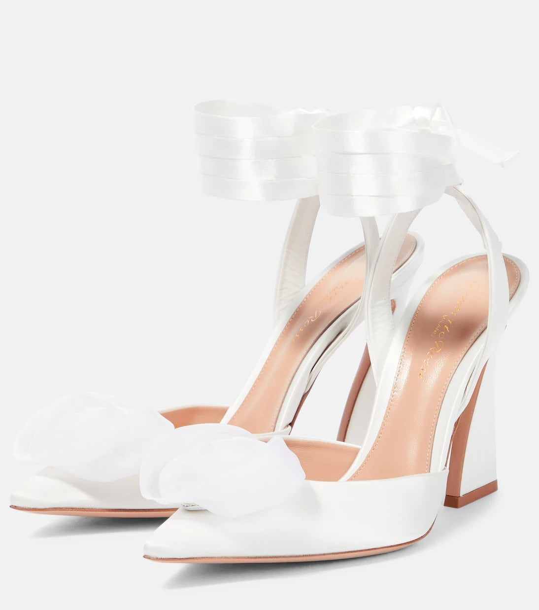 Gianvito Rossi - Flower-embellished satin pumps