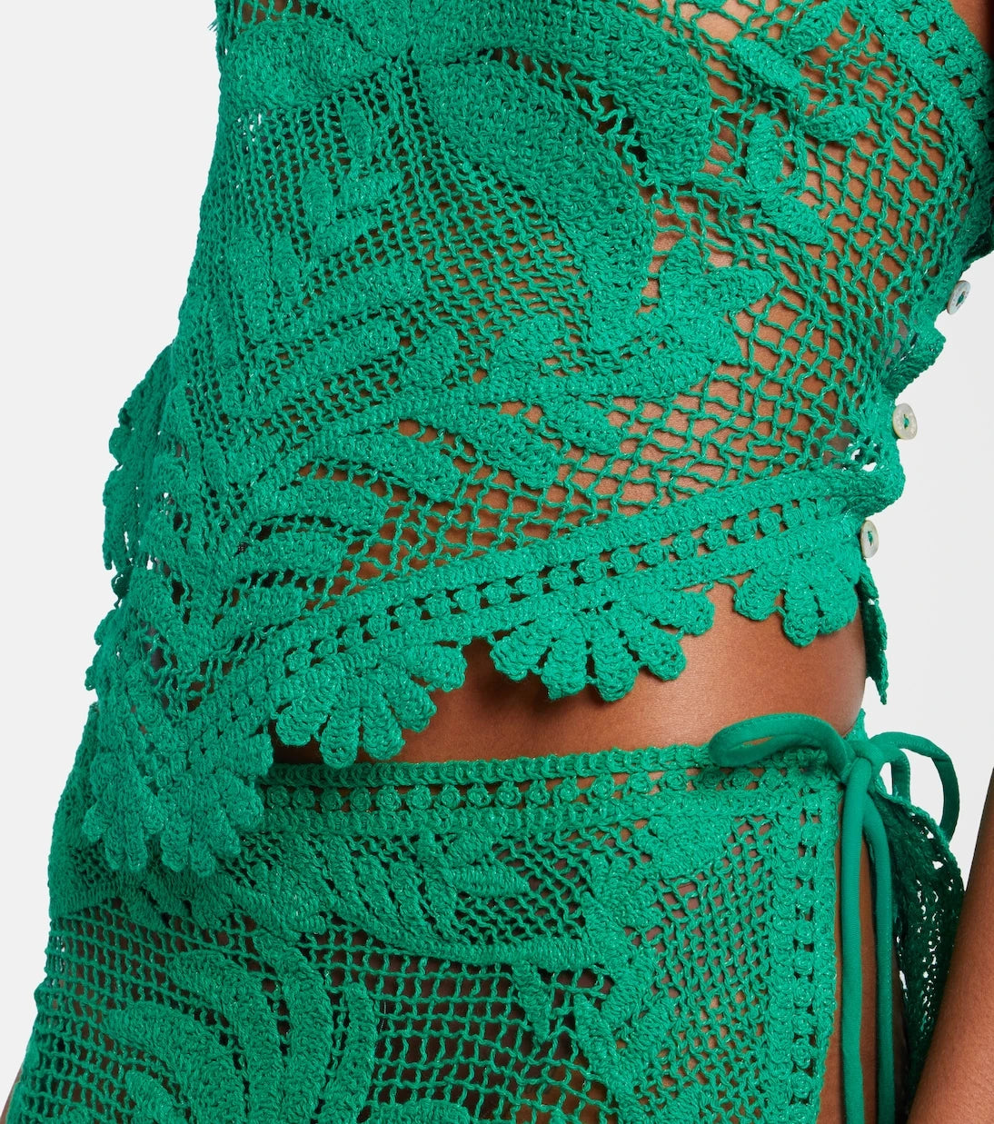 Farm Rio - Embroidered cotton crochet top