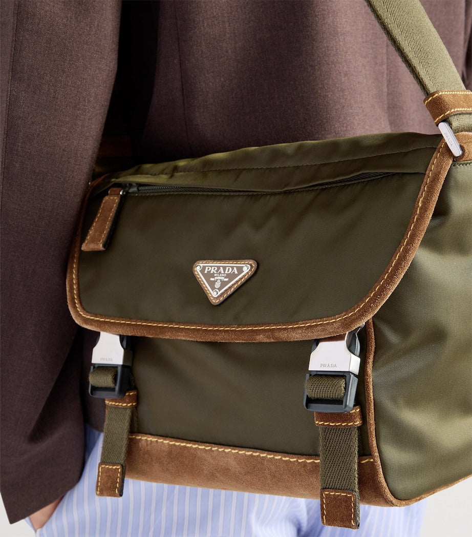 Prada Medium Leather and Re-Nylon Messenger Bag