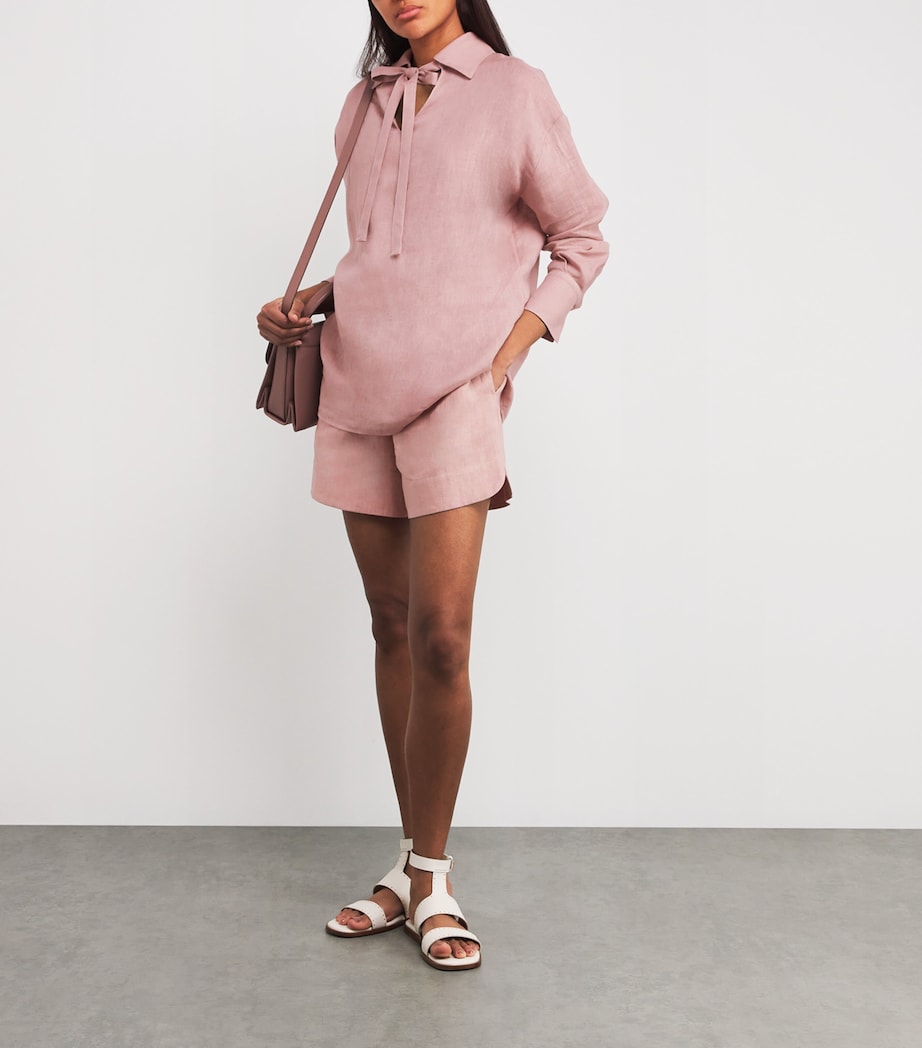 Neutral Linen Drawstring Shorts