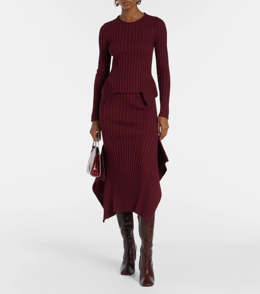 Stella McCartney - Asymmetric ribbed-knit midi skirt