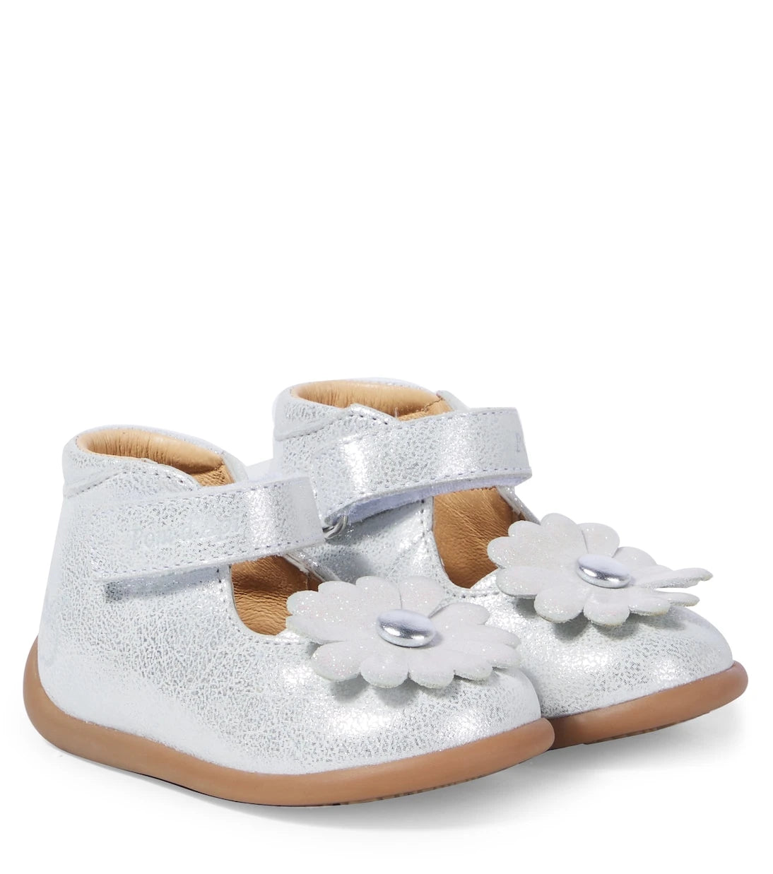 Pom d'Api - Baby Stand-Up Daisy metallic leather booties