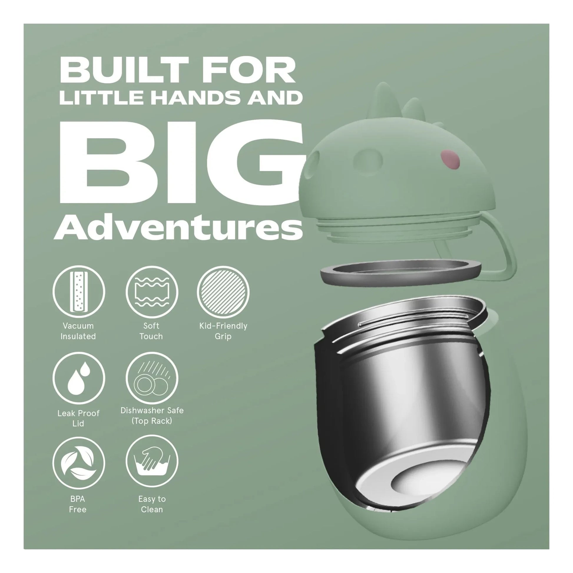 Asobu - Isothermal lunch box Dinosaur | Green