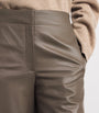Nappa Leather Thurlow Wide-Leg Trousers MUSHROOM