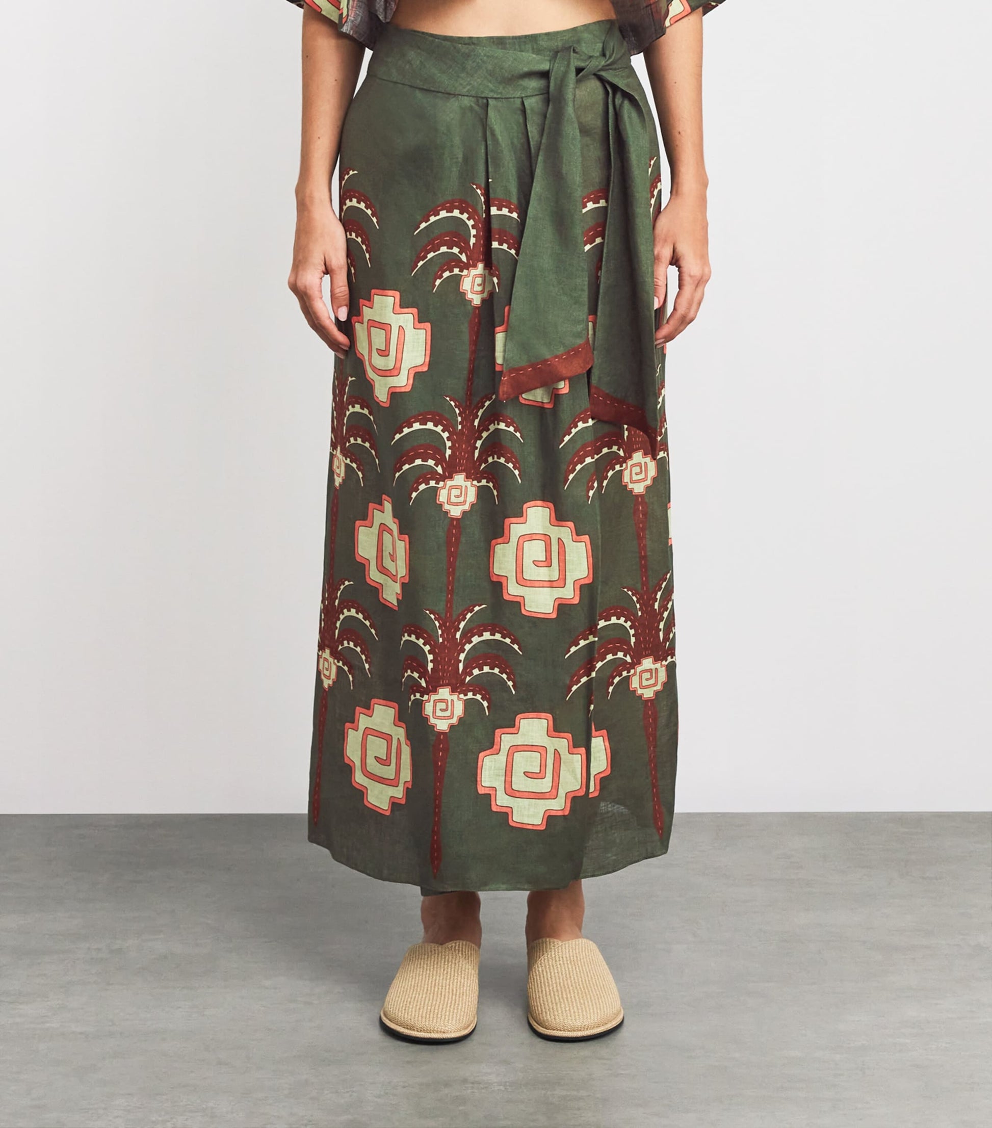 Johanna Ortiz Green Amazon Echoes Midi Skirt