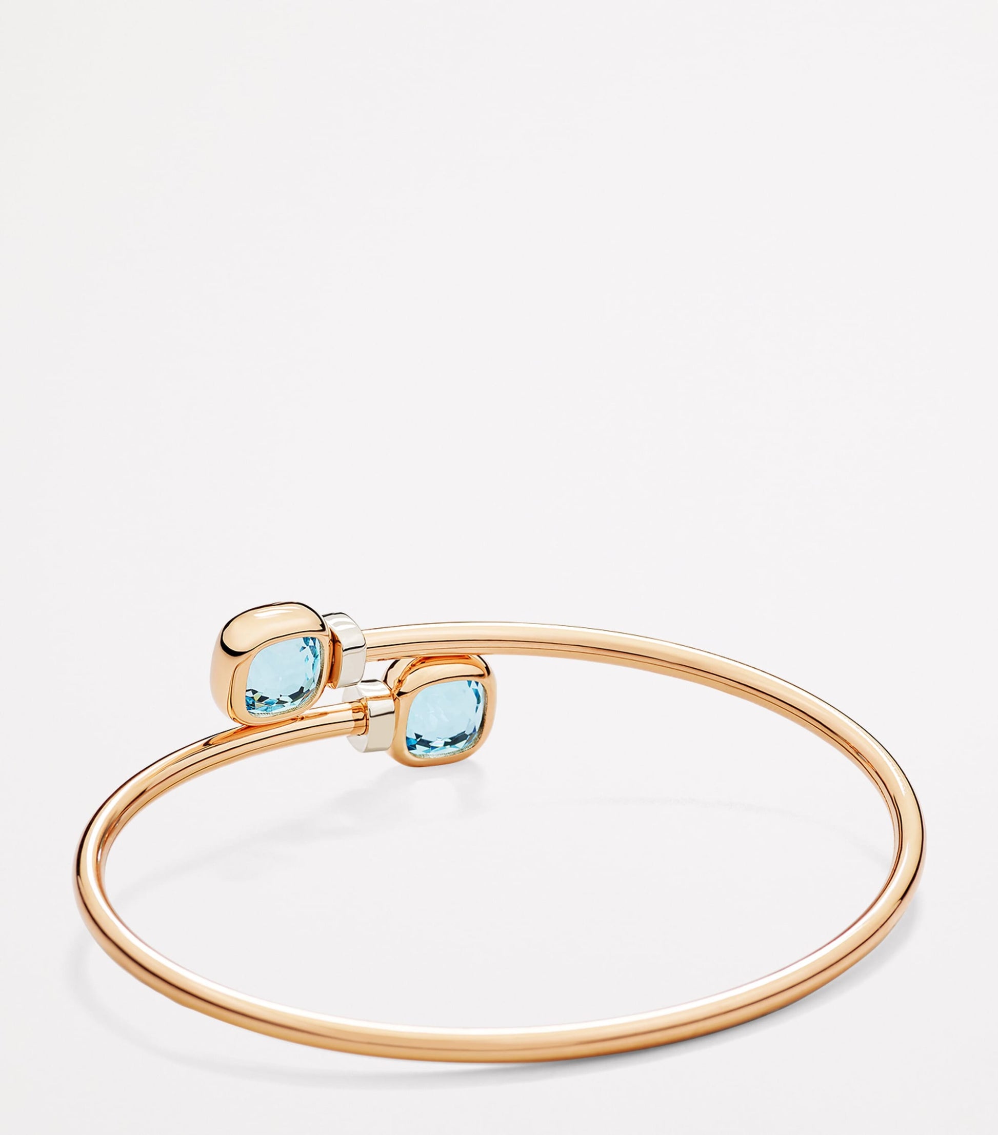 Mixed Gold, Blue Topaz and Diamond Nudo Bangle