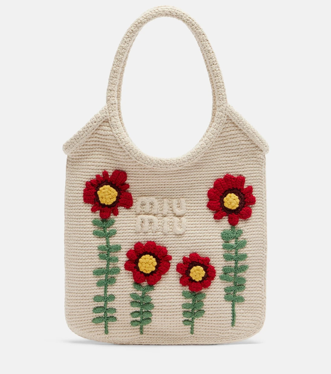 Miu Miu - Ivy embroidered crochet tote bag