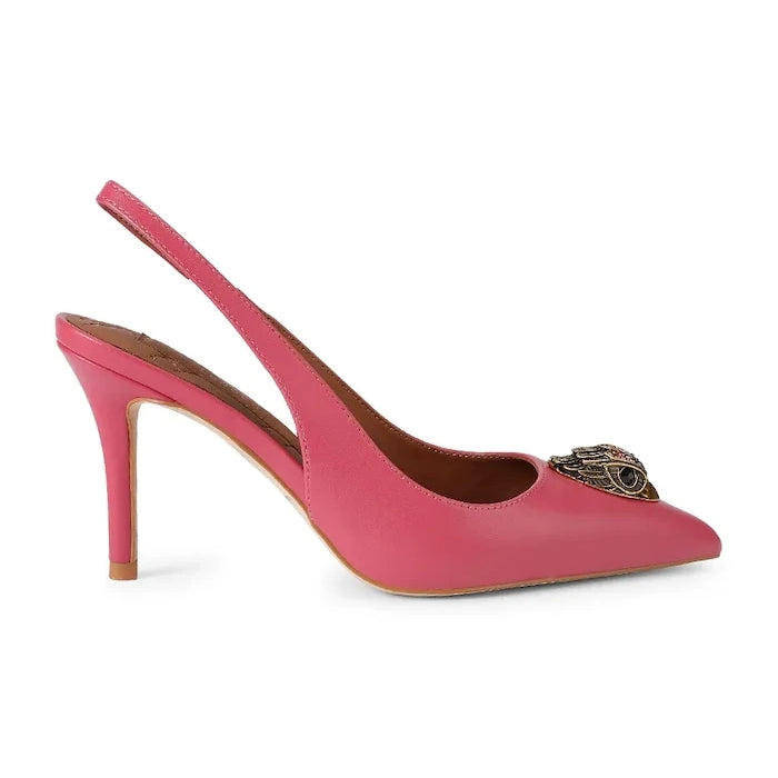 Kurt Geiger London обувки с ток от кожа Belgravia Sling 85 Pink Comb Leather
