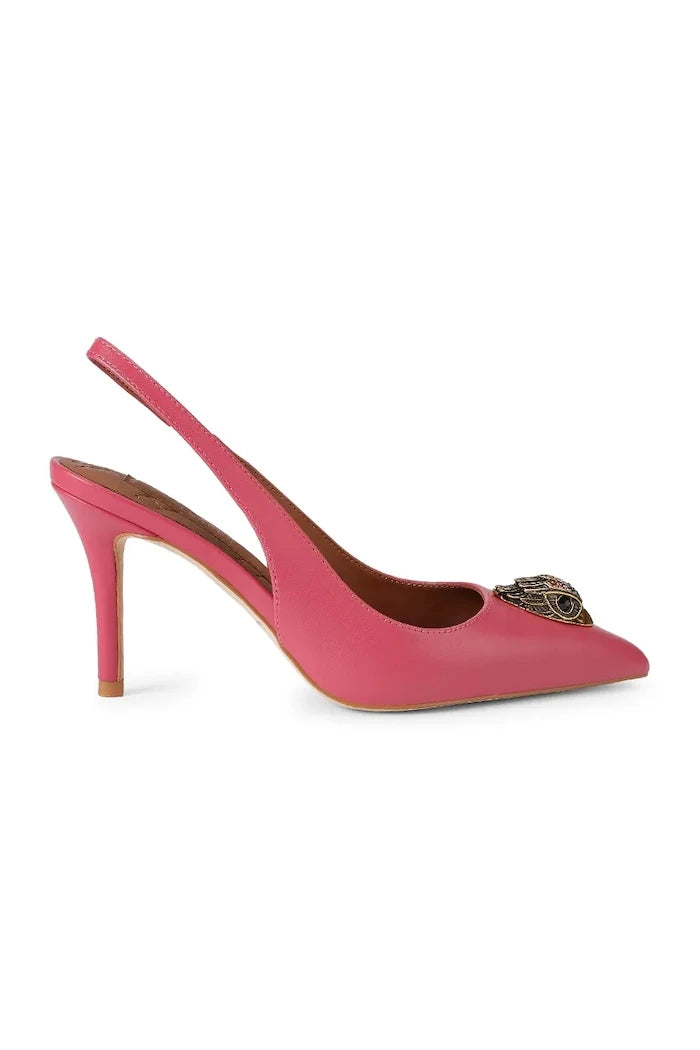 Kurt Geiger London обувки с ток от кожа Belgravia Sling 85 Pink Comb Leather