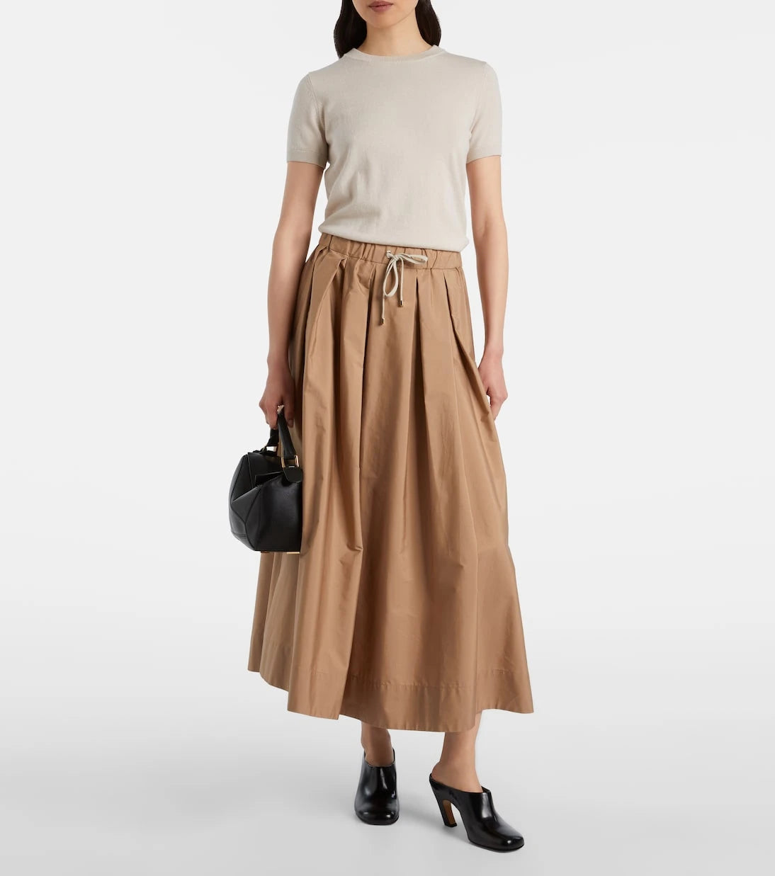 'S Max Mara - Pineta pleated cotton poplin midi skirt