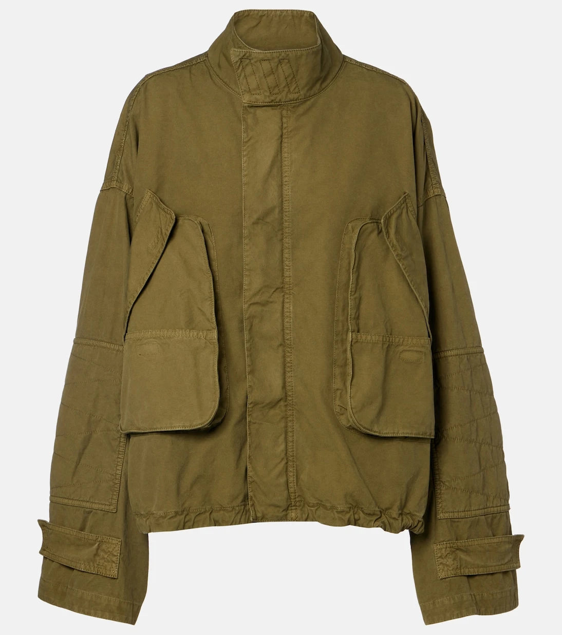 The Attico - Leather-trimmed cotton jacket