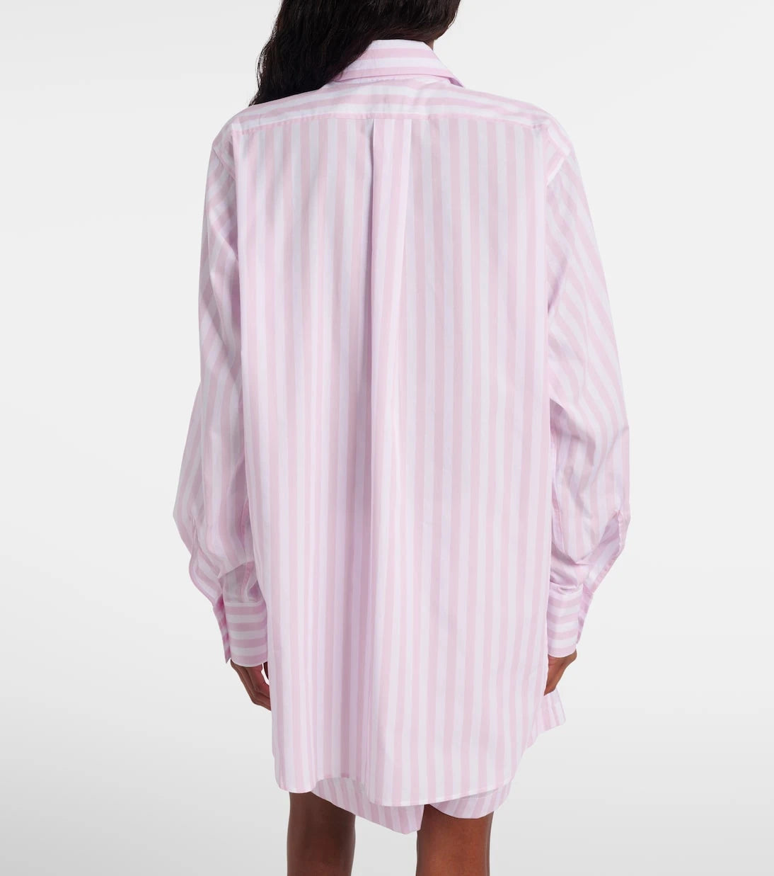 Hunza G - Embroidered striped oversized cotton poplin shirt