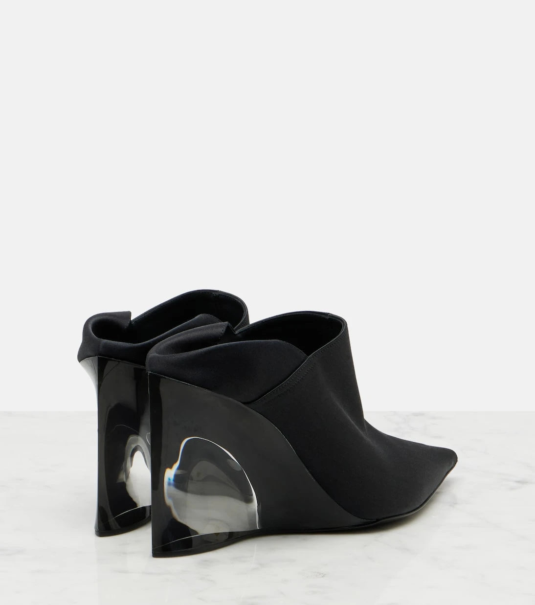 Alaïa - Invisible convertible satin wedge mules