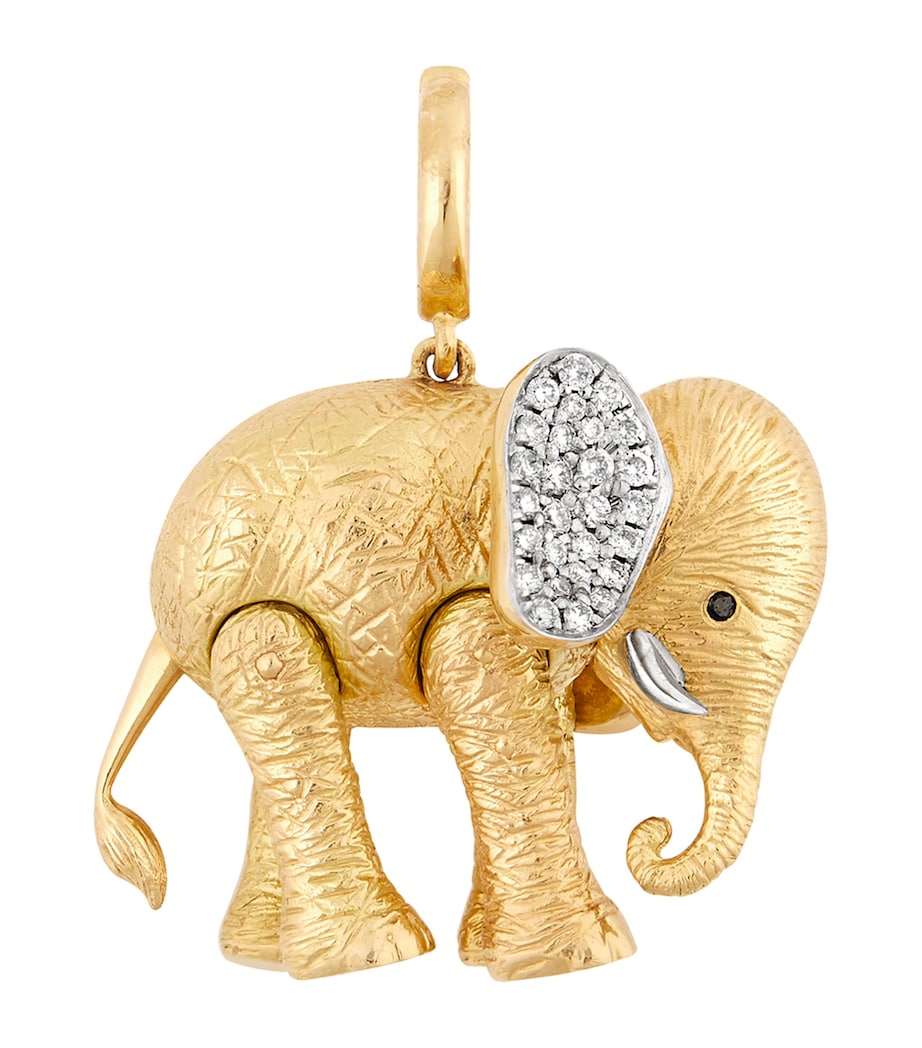 Yellow Gold and Diamond Mother Elephant Charm