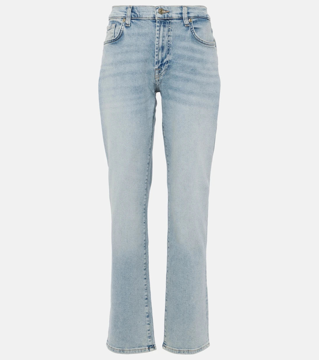 7 For All Mankind - بنطلون جينز Ellie بقصة مستقيمة وخصر متوسط الارتفاع