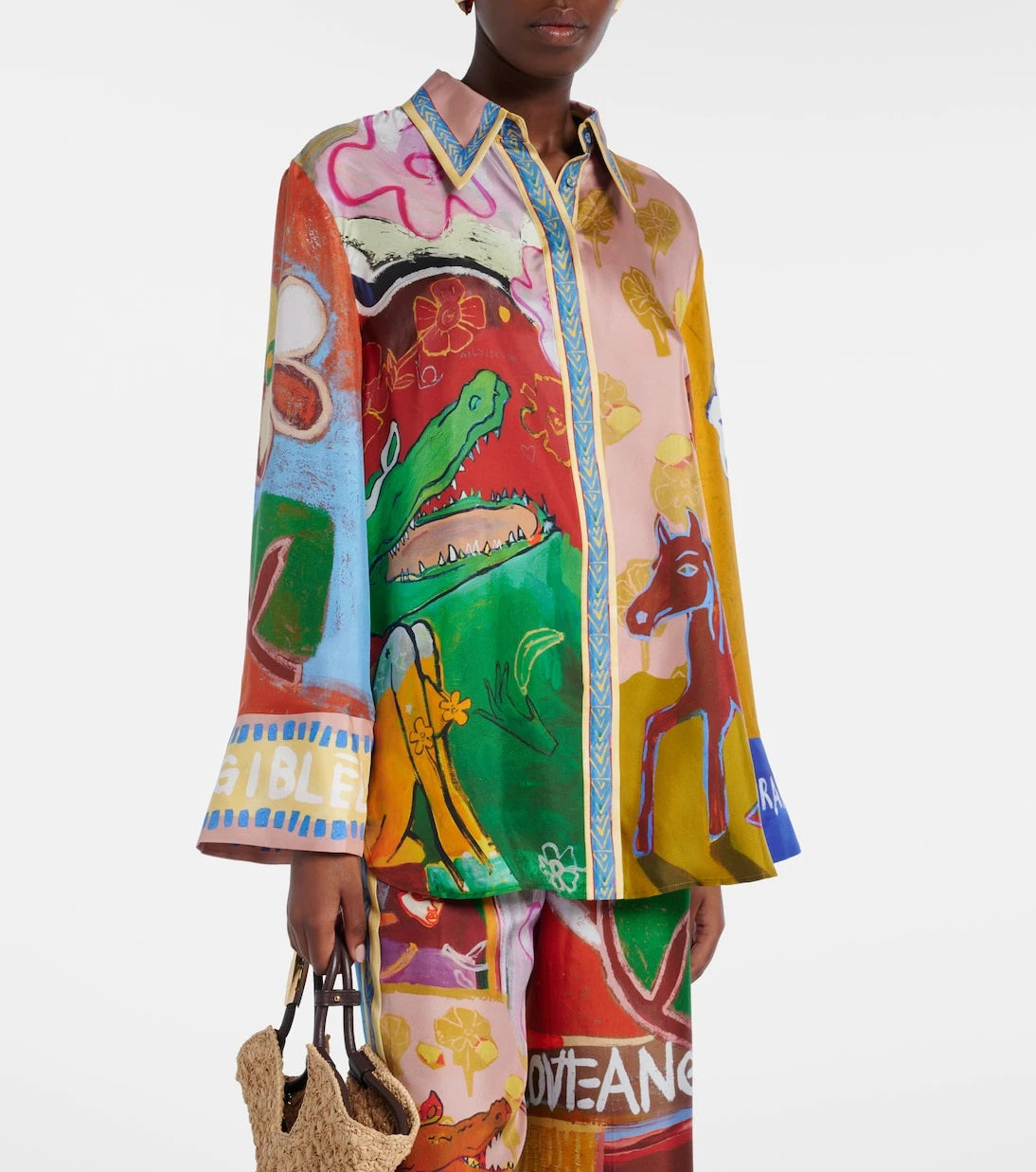 Alémais - x MLAK printed silk twill shirt