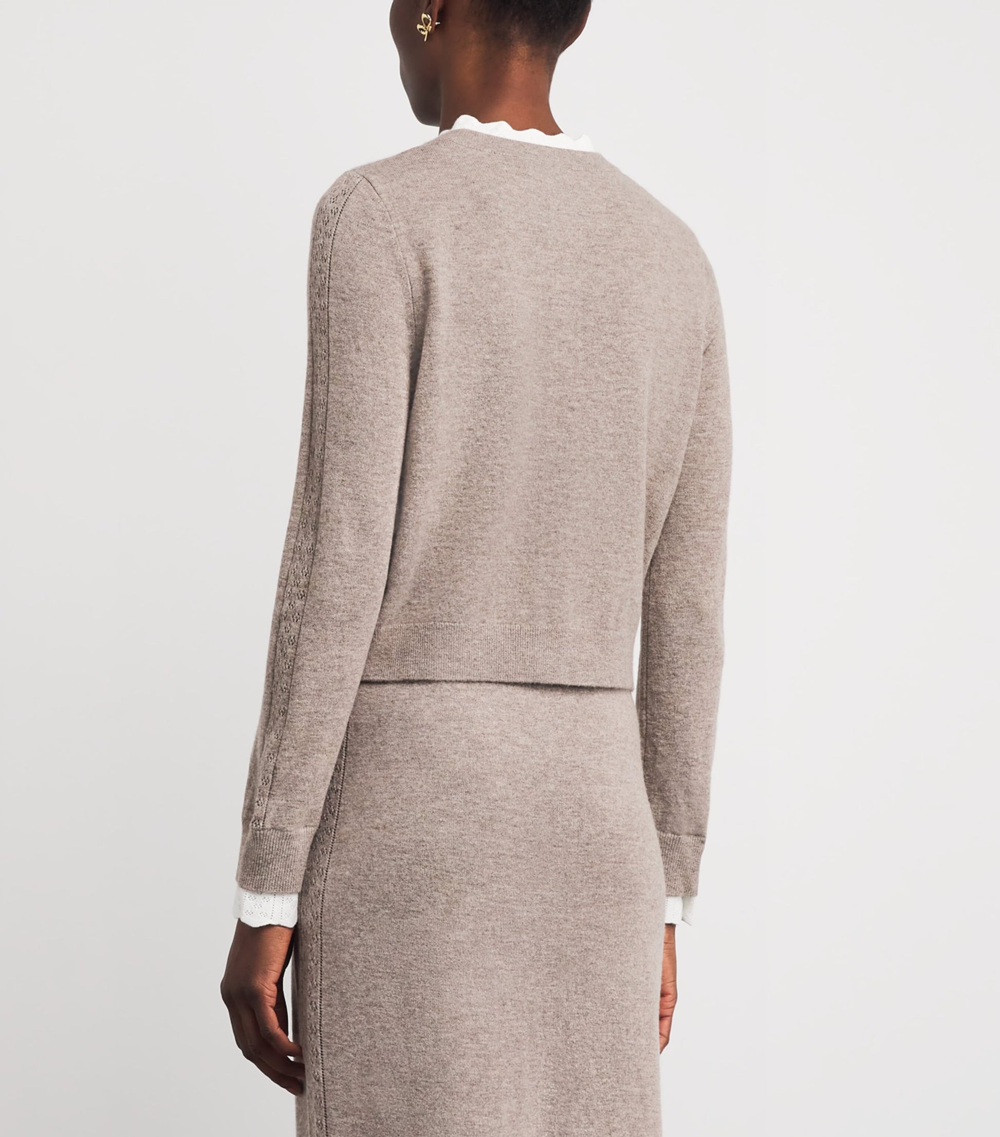 Sandro Paris Brown Wool-Cashmere Cardigan