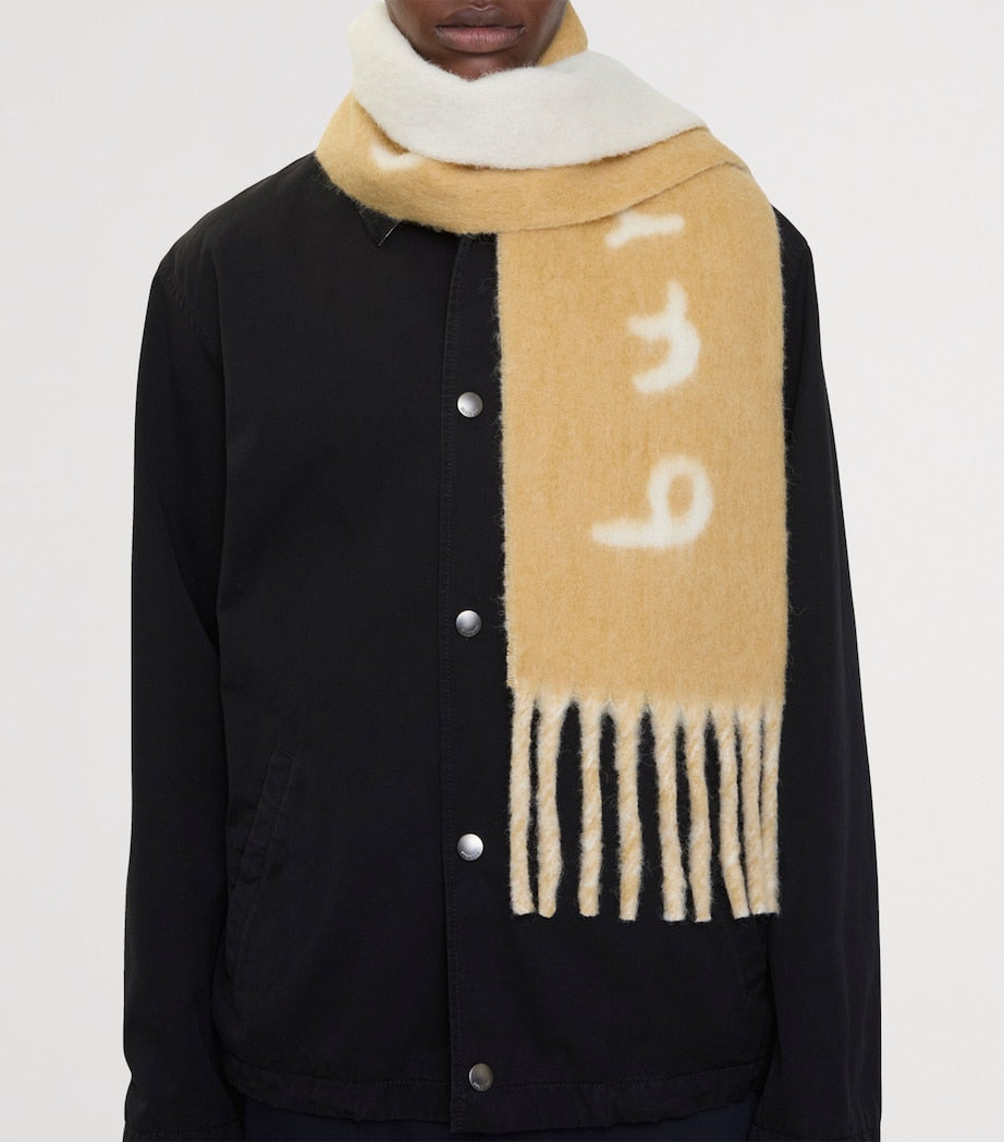 Burberry Beige Alpaca-Blend Reversible Logo Scarf