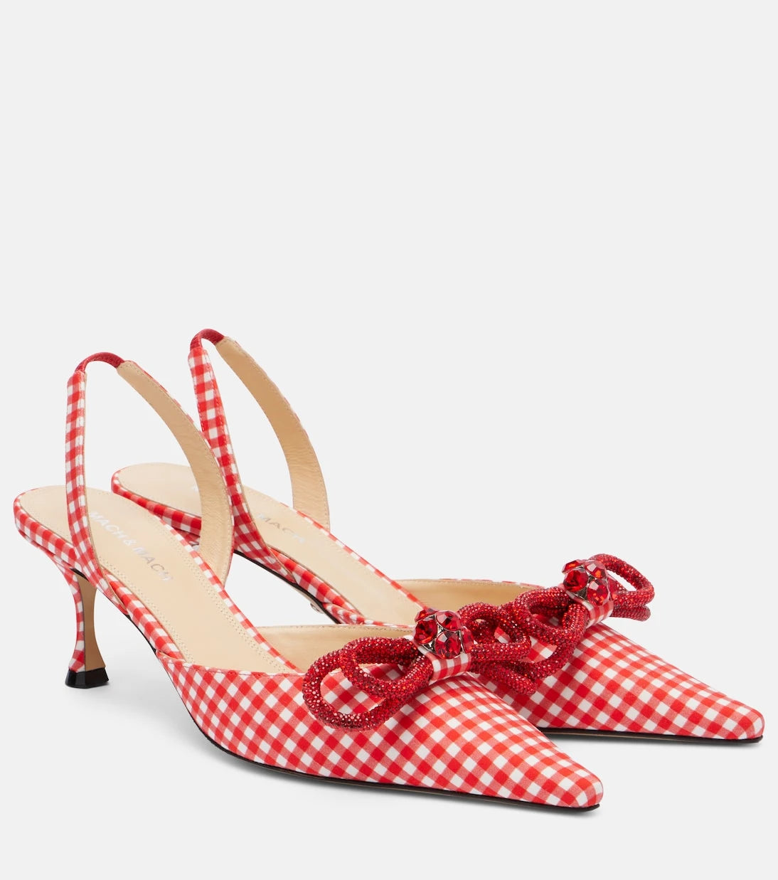 Mach & Mach - Double Bow gingham slingback pumps