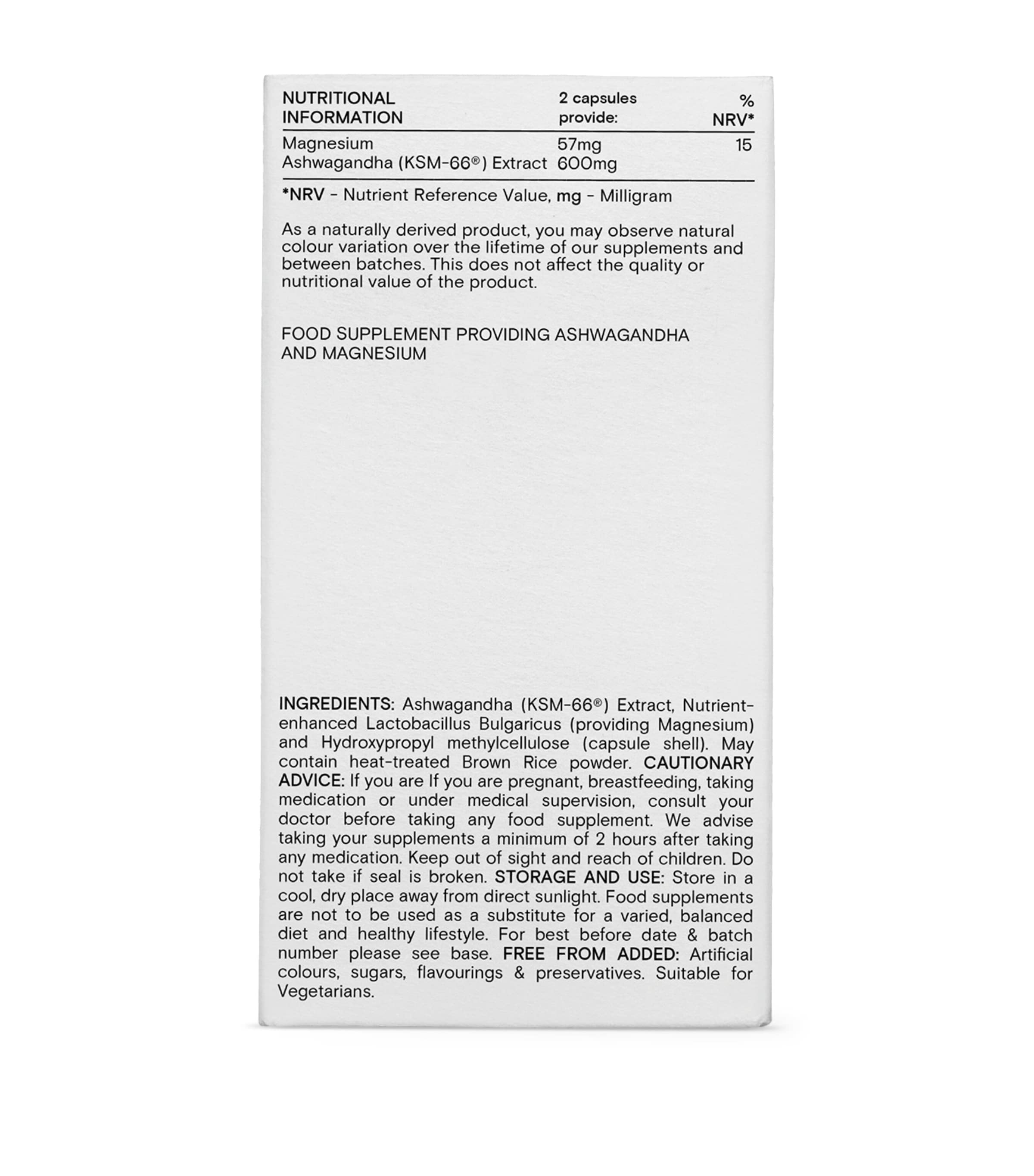 Wild Nutrition Food-Grown KSM-66 Ashwagandha Plus (60 Capsules)