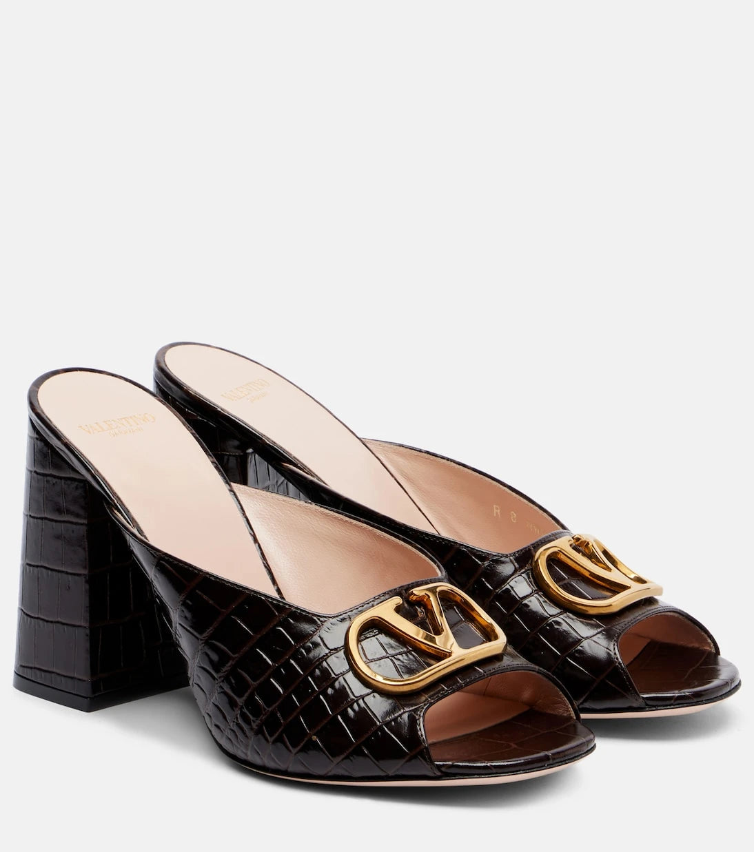 Valentino Garavani - VLogo 95 croc-effect leather mules