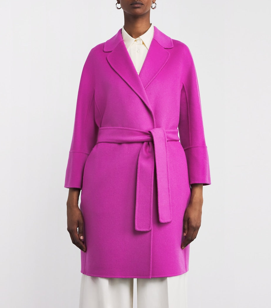 Max Mara Pink Virgin Wool Arona Wrap Coat