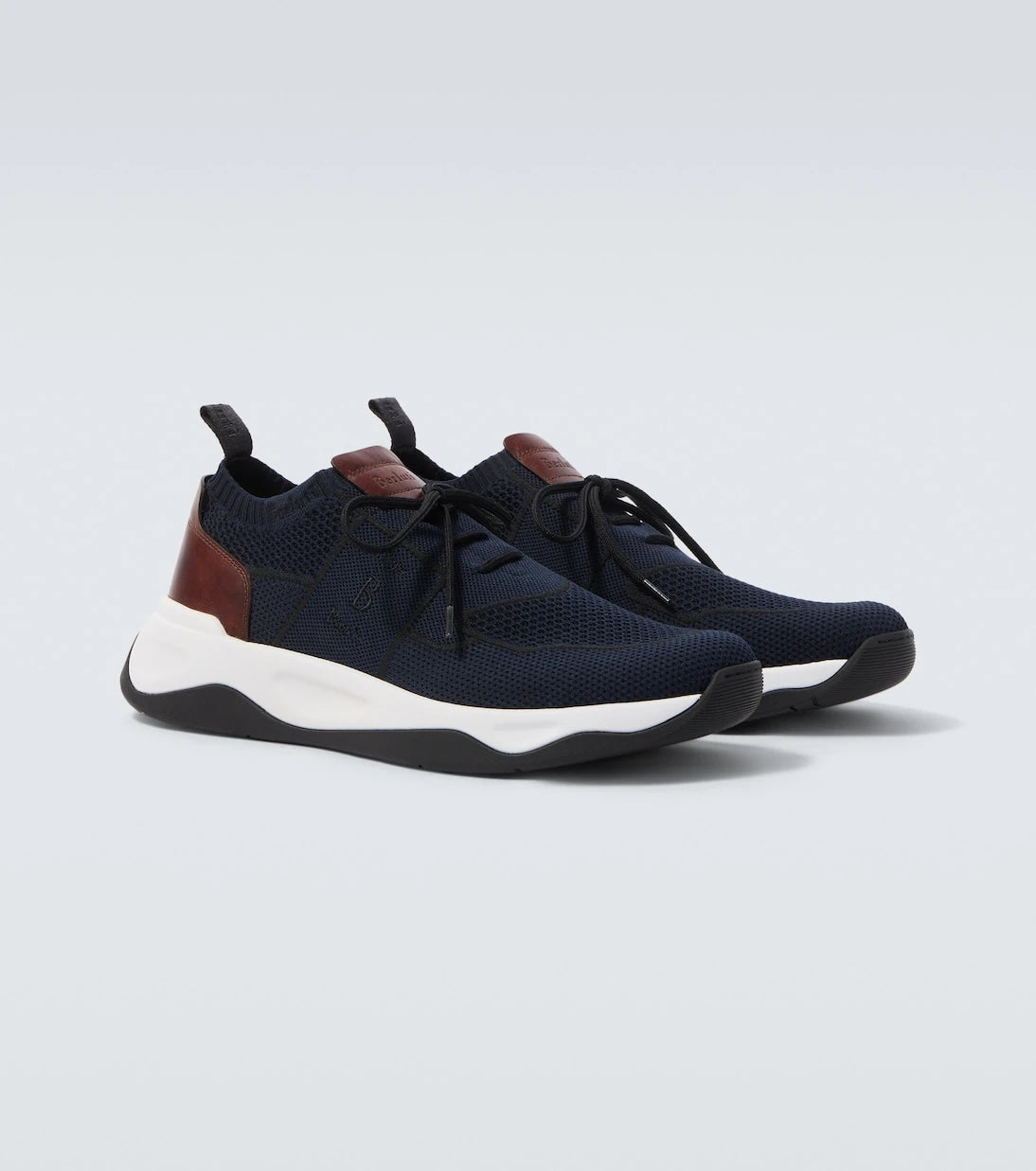 Berluti - Shadow leather-trimmed knitted sneakers