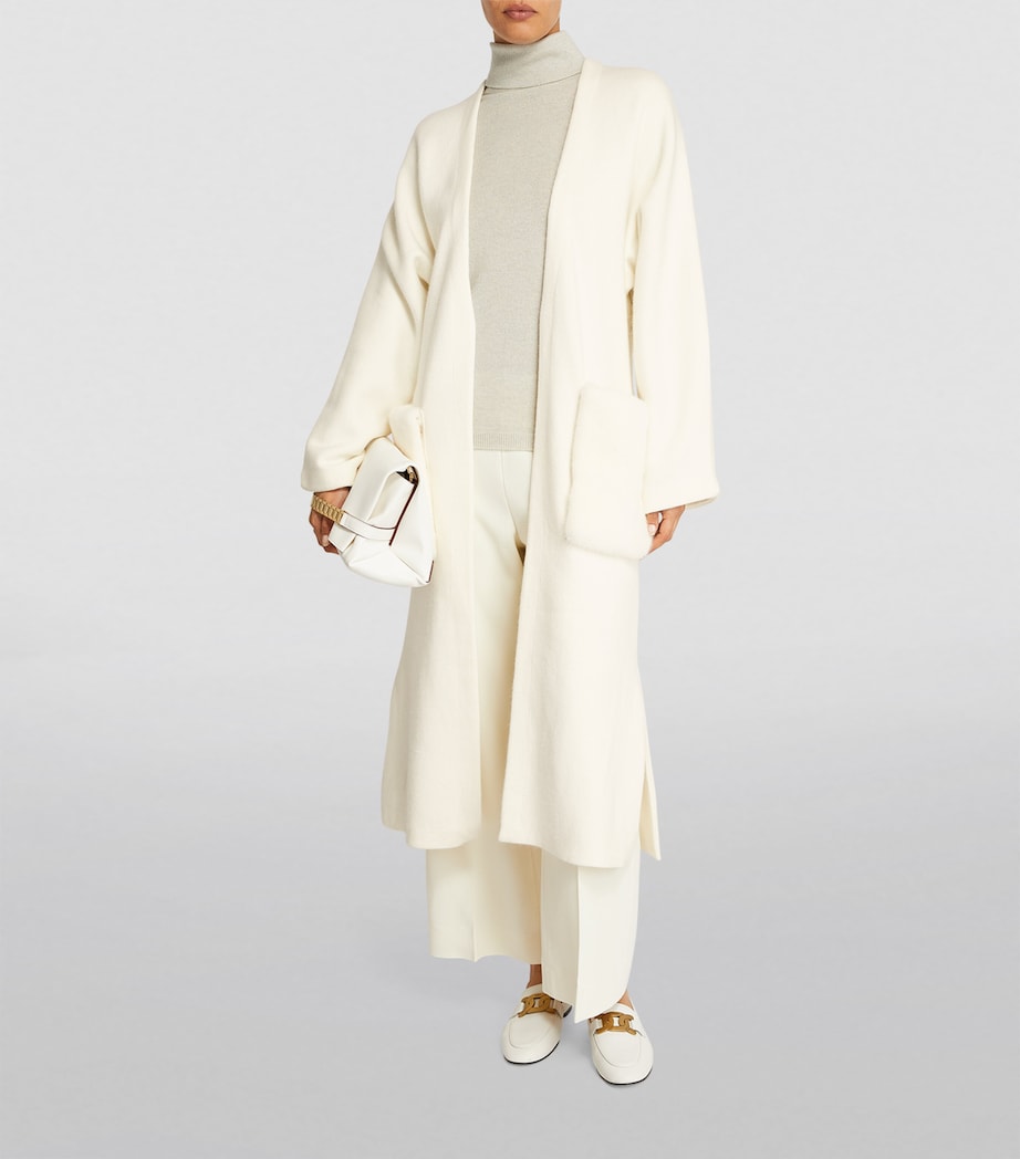 Yves Salomon Beige Mink-Pocket Wrap-Around Coat