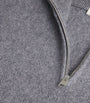 FRAME Grey Wool-Cotton Half-Zip Sweater