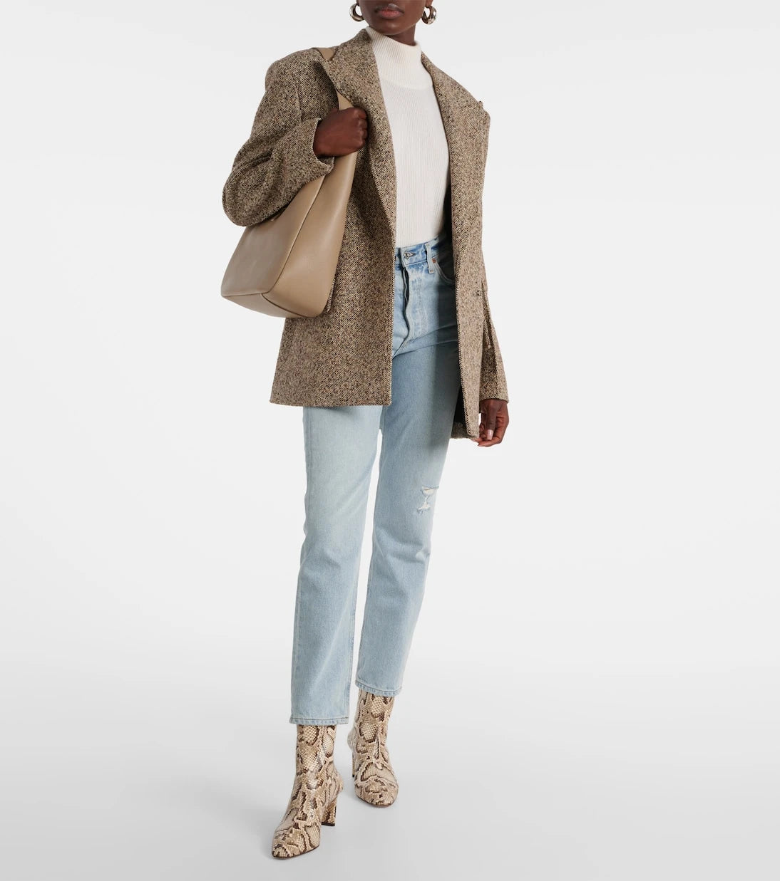 Aquazzura - Blade snake-effect leather ankle boots