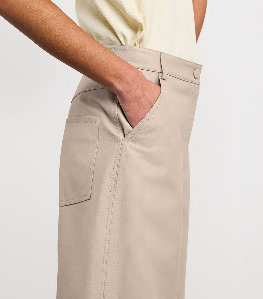 Yves Salomon Beige Lambskin Wide-Leg Trousers