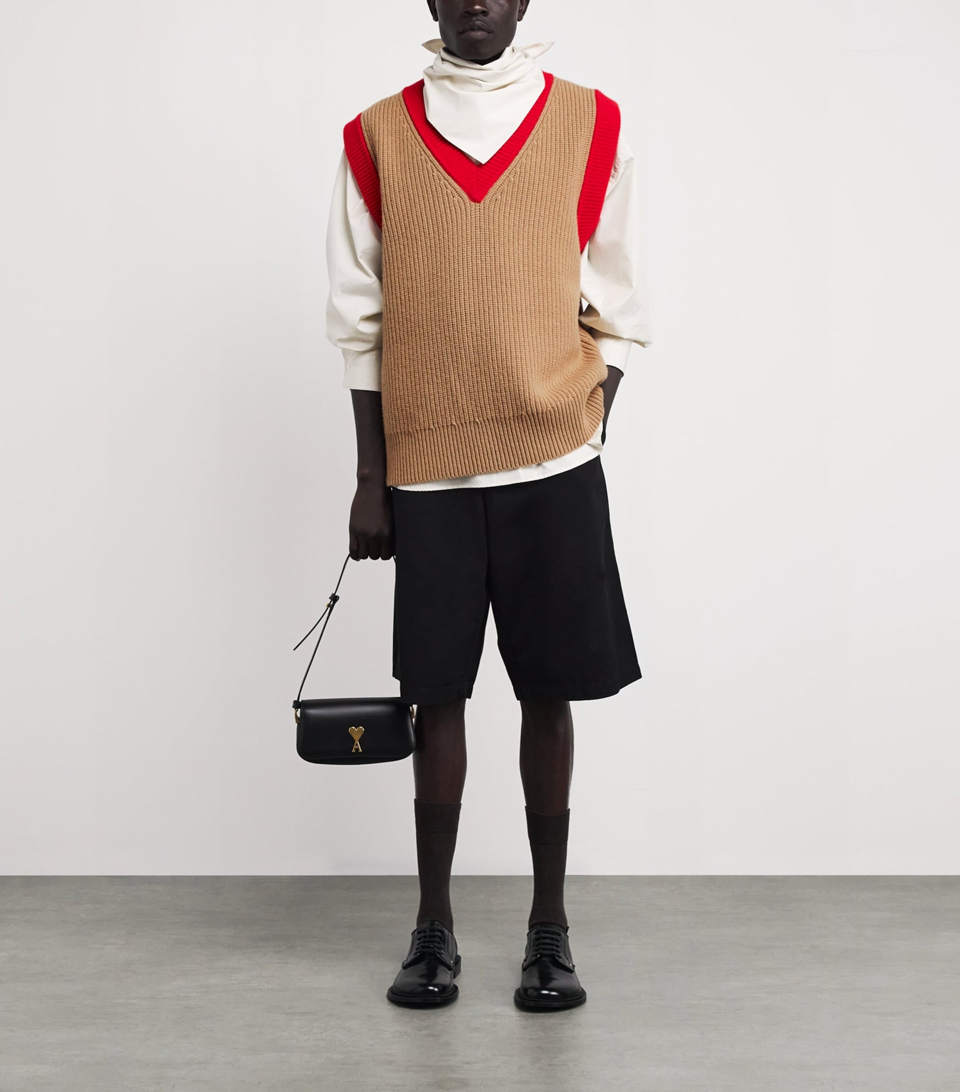 Beige Wool Ami de Coeur Sweater Vest