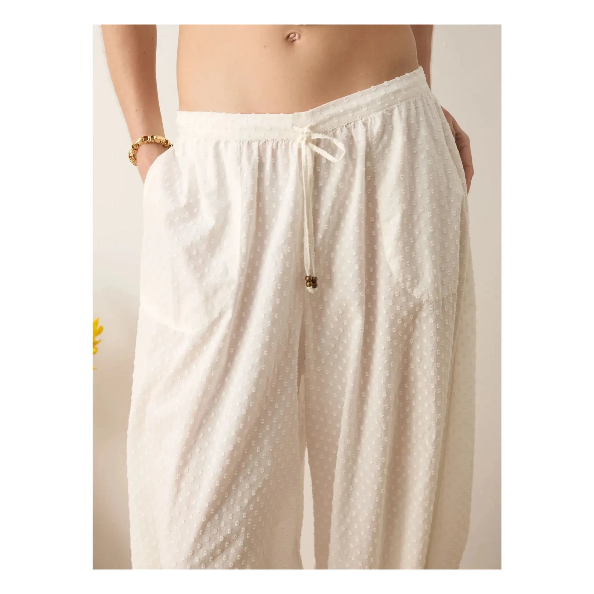 Boteh - Balloon Serenia Cotton pants | White