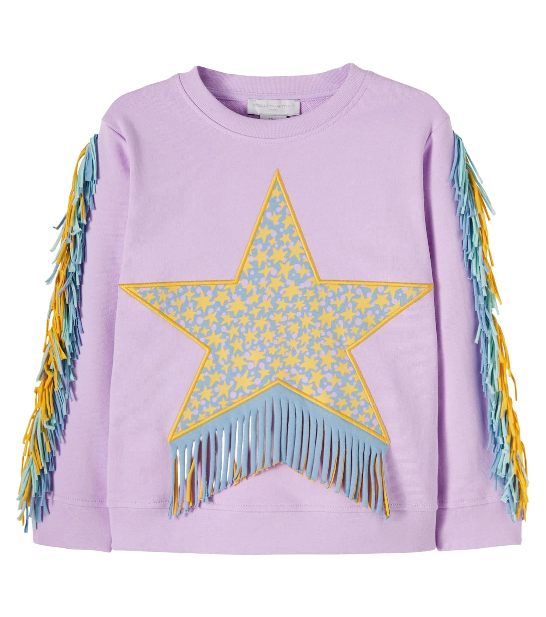 Stella McCartney Kids - سويت شيرت من جيرسيه القطن المطبوع بأهداب