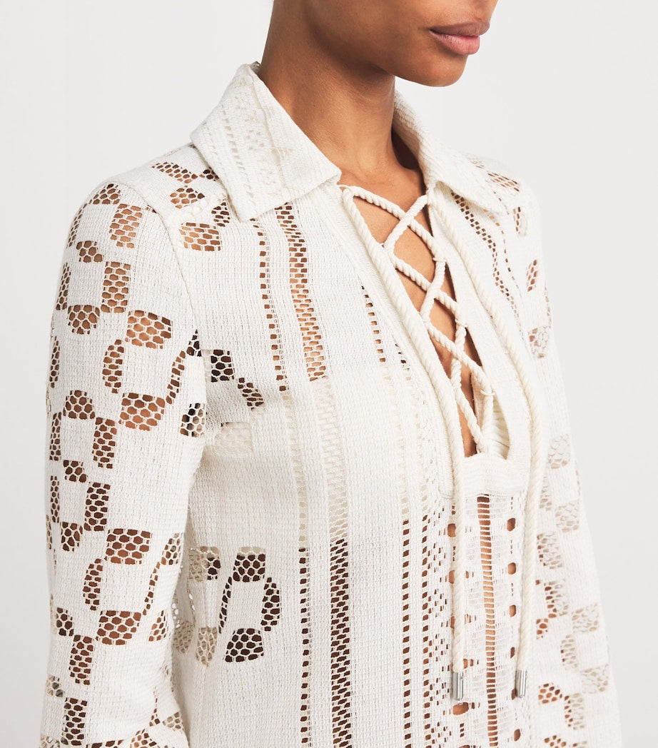 Simkhai White Lace-Up Wiliama Maxi Dress