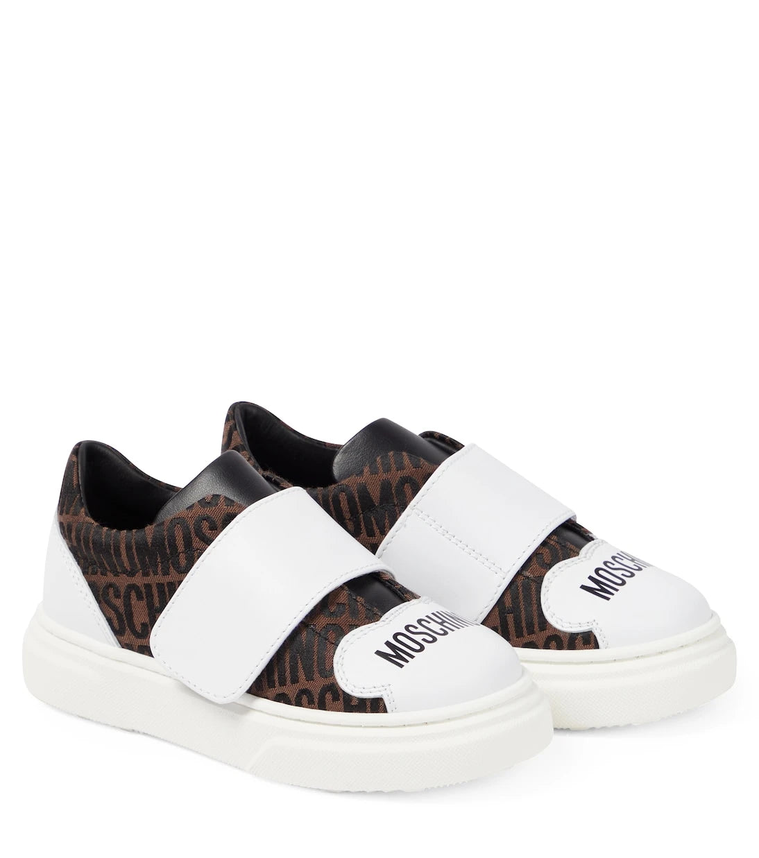 Moschino Kids - Logo leather-trimmed sneakers