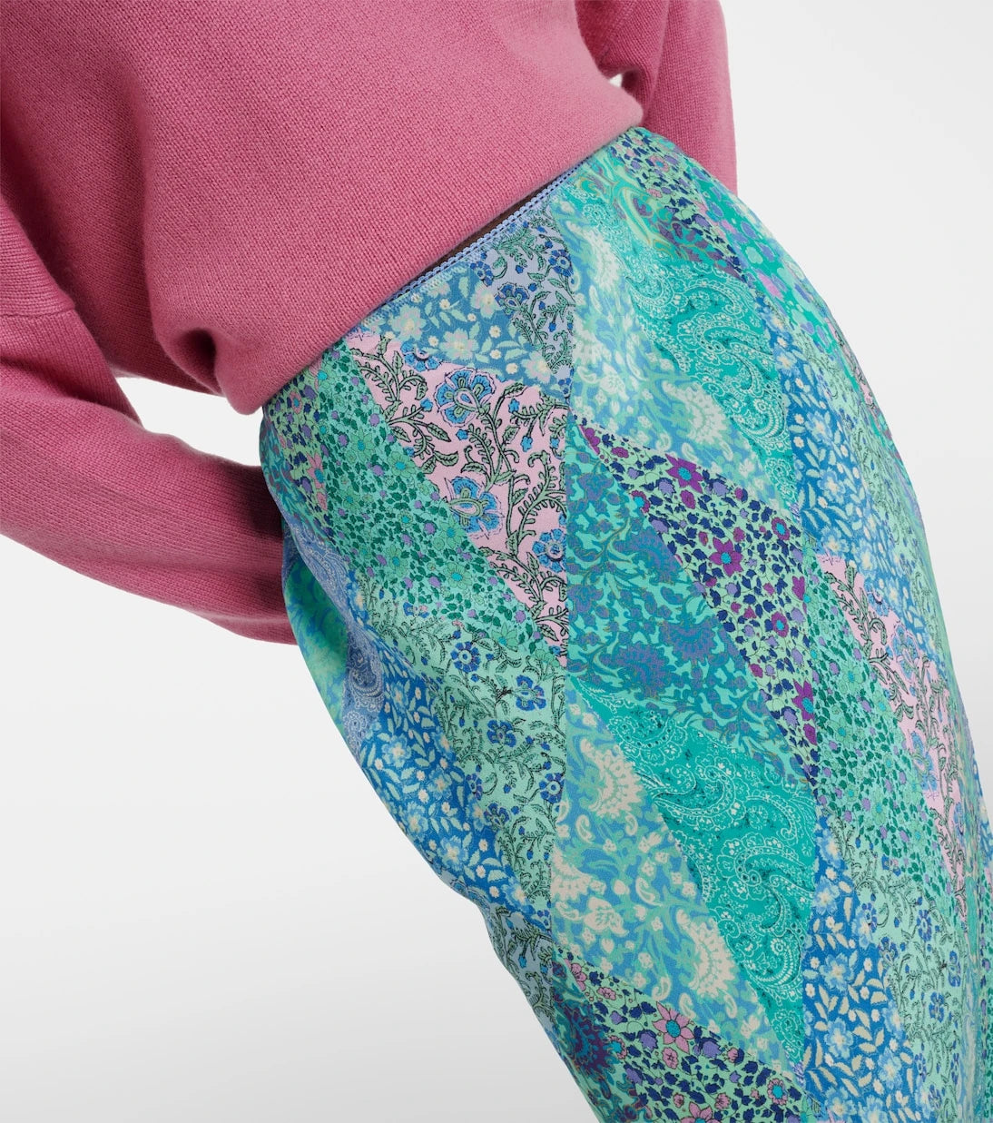 Rixo - Ardith patchwork silk midi skirt