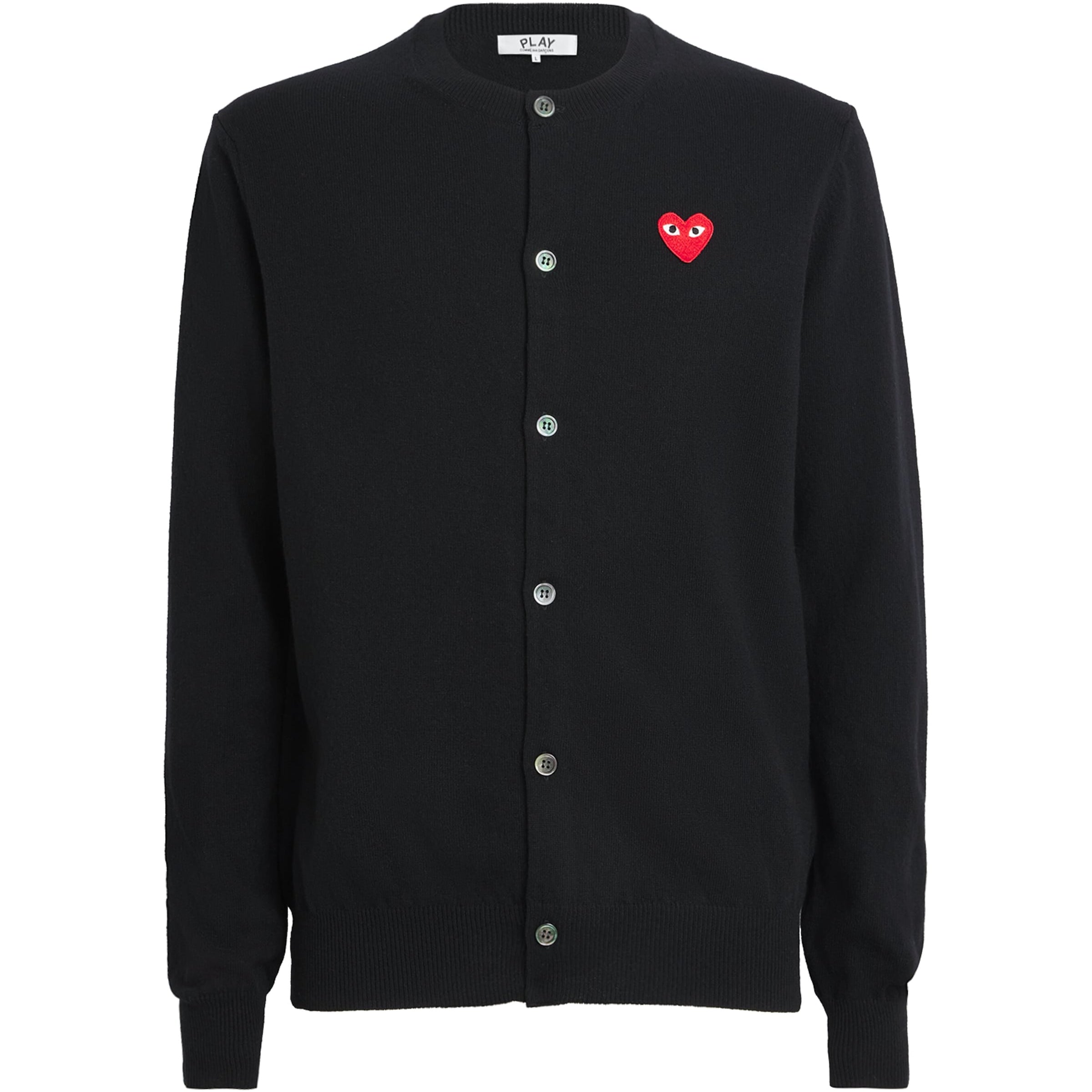 Comme Des Garçons Play Black Wool Heart Cardigan