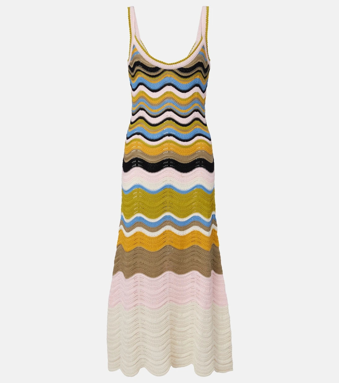 La DoubleJ - Chevron crochet cotton midi dress