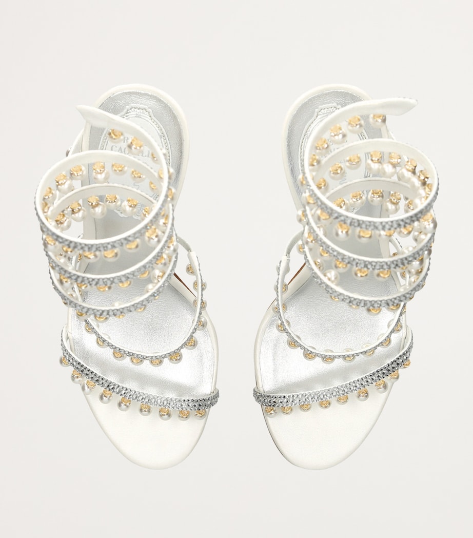 René Caovilla White Embellished Chandelier Heeled Sandals 105